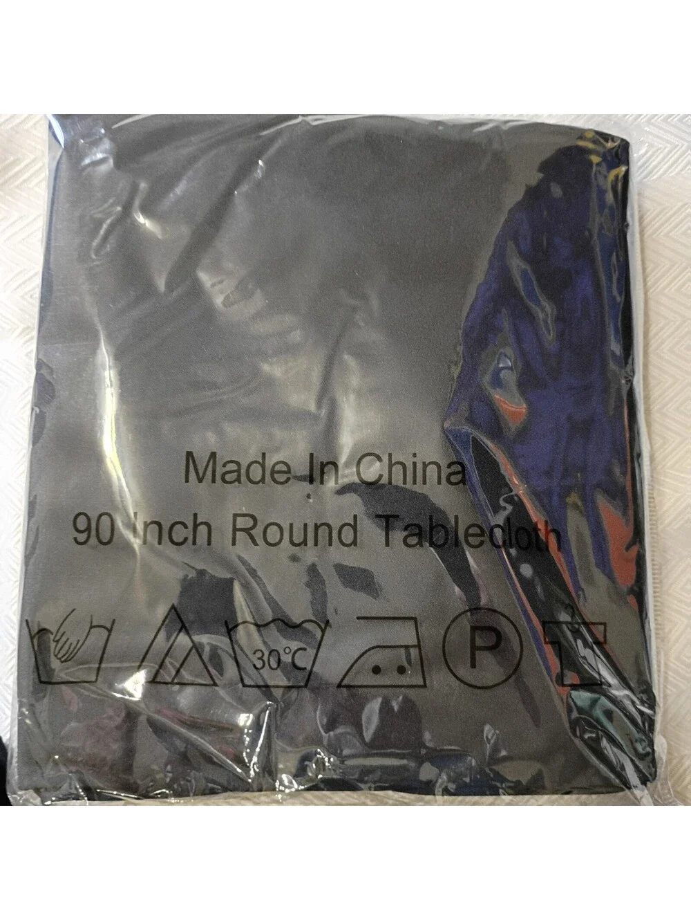 90 Inch Round Black Tablecloth - Made in China